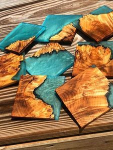 Wholesale Factory Price Resin & Wood <b>Coasters</b> <b>set</b> With Holder Manufacturer 100% Pure Wood for Home and Garden Tabletop Use - Product Image 6