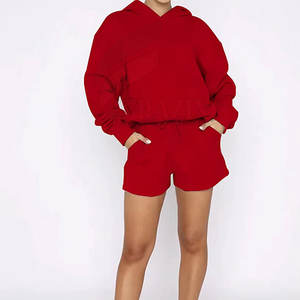 Ensemble de vêtements d'été pour femmes, sweat à capuche à manches courtes et short, ensemble de deux pièces pour femmes, sweat à capuche et short décontractés, tendance - Product Image 4
