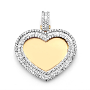 Iced Out VVS Moissanite Cute Style Round & Baguette Cut Charm Pendant para hombres 925 Sterling Silver Gold Plated - Product Image 4