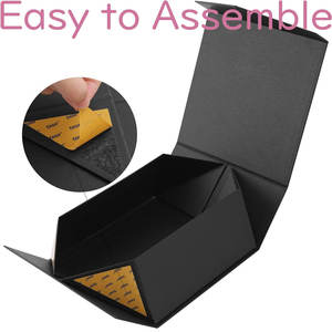 Cajas de regalo con tapas, Cajas de regalo negras, Cajas de padrino, Impresión de etiquetas de regalo plegables Cierre magnético - Product Image 4