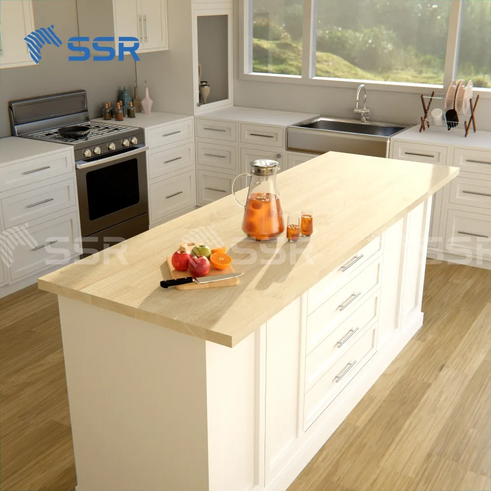 SSR VINA - Rubberwood (Hevea) blocco macellaio controsoffitti in legno/tavolo/piano di lavoro/desktop