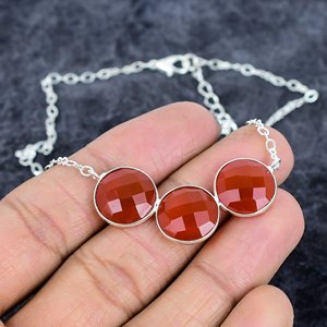 925 <b>Silver</b> Plated Carnelian Garnet Amethyst Necklace for Women Dainty Link Chain Bohemian Style for Engagement - Product Image 2