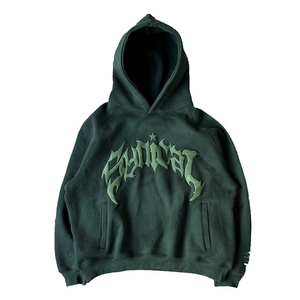 Fabricantes de ropa de aduanas, Sudadera con capucha recortada, ropa de calle de gran tamaño, 500 GSM, 480 GSM, sudadera holgada con estampado de espuma de algodón - Product Image 3