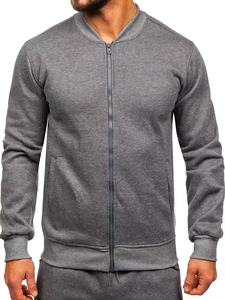 Chándal con cremallera de algodón 100% y logotipo personalizado para Hombre | Conjunto de sudadera y pantalones deportivos de moda | Traje atlético de dos piezas - Product Image 5