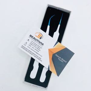 แหนบต่อขนตาสแตนเลสสำหรับมืออาชีพที่ต่อขนตาสีขาวสีน้ำเงินออกแบบอย่างยั่งยืน - Product Image 1