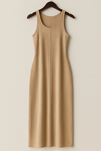 Beautiful Design Women's Ribbed Knit Short Sleeve A-Line Floor-Length <b>Viscose</b> Eco-Friendly Casual Elegant Slim Fit Tank - Product Image 2