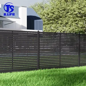 לוחות גדר פרטיות אופקיים מאלומיניום שחור לחצר קדמית - Product Image 2