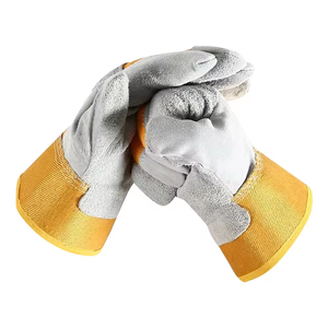 Gants de mécanicien XL canadiens en cuir croûte jaune de qualité supérieure, imperméables et antidérapants, pour le jardinage et la construction - Product Image 1