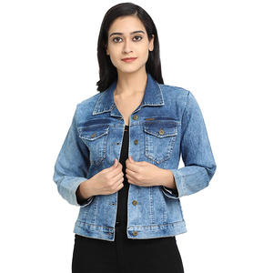 Chaqueta vaquera corta de invierno con diseño de punto transpirable para mujer de Turín 2025, cuello de botón Vintage lavado - Product Image 1