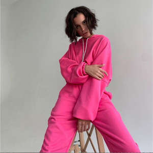 Ensemble de survêtement deux pièces pour femmes, sweat-shirt à capuche personnalisé, pantalon de survêtement de couleur vierge, sweat à capuche unisexe ample surdimensionné - Product Image 6