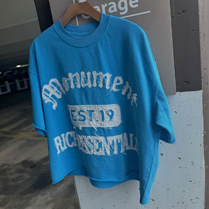 MFG เสื้อยืดครอปผ้าฝ้ายบ็อกซี่สำหรับผู้ชายใส่100% ปักทรงหลวมสไตล์ฮิปฮอปโอเวอร์ไซส์ขายส่ง - Product Image 6