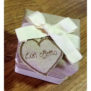 Wedding <b>Confetti</b> <b>Box</b> with Embroidered Heart Square Dove Gray Keepsake - Product Image 2