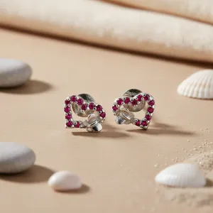 Boucles d'oreilles pendantes en argent 925 tendance pour femmes, cœur en rubis, diamant taille poire, certifié GIA, plaqué or rose, zircon, cadeau parfait - Product Image 3