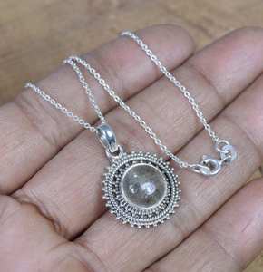 จี้เงินแท้ประดับรูไทล์สีทอง ดีไซน์ดอกไม้ งานแฮนด์เมด เครื่องประดับอัญมณี ของขวัญสุดหรูสำหรับผู้หญิง - Product Image 2