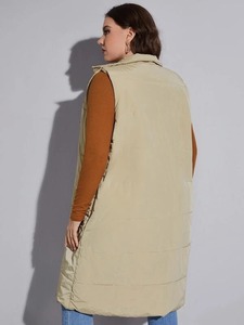 2025, venta al por mayor, chaleco de moda, chaqueta acolchada sin mangas para mujer de invierno, chaleco acolchado con cuello levantado - Product Image 6