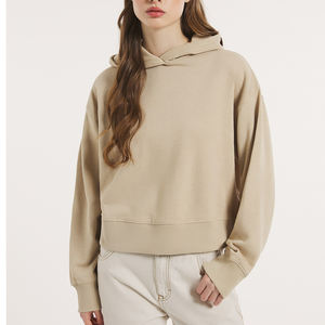 Sudadera con Capucha Corta para Mujer 2026, Manga Larga, con Logotipo Delantero y Trasero, 100% Algodón Felpa Transpirable - Product Image 3