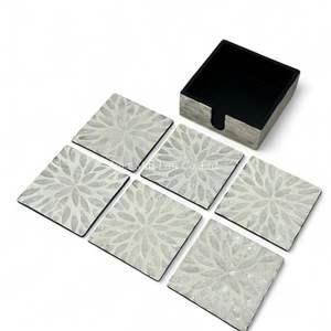 Juego de Posavasos de Lujo Estilo Bohemio con Nácar y Caja de Almacenamiento, Origen Vietnam, para Posavasos y Decoración de Interiores - Product Image 3