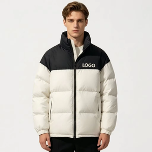 Custom Two Tone Puffer Jacket Men Winter <b>Bubble</b> <b>Coat</b> Stand Collar Zip Up Warm Outerwear OEM Wholesale Manufacturer - Product Image 1