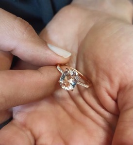 Vintage 14K Gold Engagement <b>Ring</b> Natural Pink Morganite Oval Cut Gemstone Prong <b>Set</b> Third Party Certified Brides Wedding Day - Product Image 2