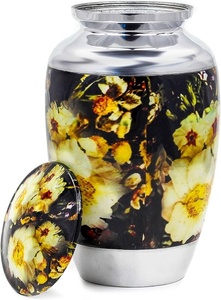 โกศเผาศพโลหะอลูมิเนียมสำหรับขี้เถ้าและซากมนุษย์ | โกศสวยงามทำด้วยมือสำหรับมนุษย์และสัตว์เลี้ยง (พิมพ์ลายดอกไม้) - Product Image 6