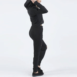 Ensemble de survêtement décontracté pour femme en coton doux, avec pantalon de survêtement à taille élastique, style usé - Product Image 6