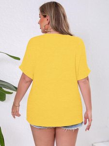 Camiseta Casual para Mujer de Talla Grande, Ligera, Cuello en V, Corte Holgado, Transpirable, Secado Rápido, Tela Suave, Silueta Relajada, Fácil de Usar - Product Image 4