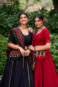 Navratri Special Collation color granate Lehenga Choli en llano con Gota Patti trabajo en tela de algodón puro para ropa de mujer india - Product Image 5