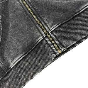 Veste en coton 100% pour homme, logo personnalisé, lourde, effet délavé, broderie, couture, fermeture éclair, patch vintage, lavage à l'acide, nouvelle collection, imperméable, automne - Product Image 4