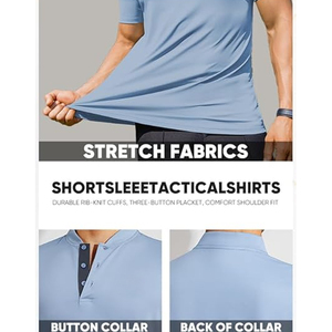 เสื้อเชิ้ตผ้าฝ้าย100% ผู้ชายผ้าถักแบบลำลองกันรอยยับ3ปุ่มสไตล์คลาสสิกสำหรับใส่เล่นเทนนิส - Product Image 6