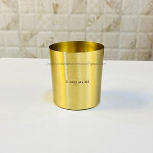 Contenedor de vela de latón de la más alta calidad con recipiente de vela de acabado cepillado para fabricante de velas de cera de soja de variedad de tarros - Product Image 1