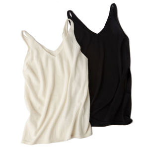 Camiseta sin Mangas de Algodón Tejido Asimétrico para Mujer, de la Mejor Calidad, Precio Económico, al por Mayor, Camisola Elástica con Tirantes Finos - Product Image 1