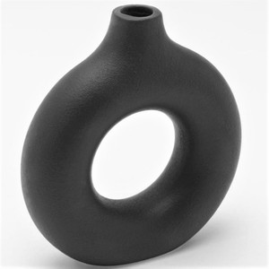 Jarrón de metal de aluminio duradero Diseño de mesa redonda de lujo con flor blanca y negra para decoración del hogar - Product Image 3