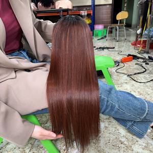 Perruques en cheveux humains lisses et soyeux personnalisables avec fermeture frontale en dentelle transparente Perruques en cheveux bruts - Product Image 1