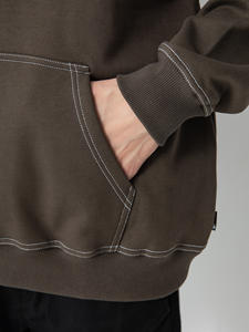 Sudadera con capucha de gran tamaño personalizada de alta calidad Heavyweight 100% Fleece Pullover Winter Street Style Color Block Hoodie para hombres - Product Image 4