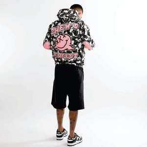 Sudadera con capucha Hip-Hop de alta calidad Custom 320 GSM Pearl Velvet Oversized Logo Printed Men's Hoodie - Product Image 5