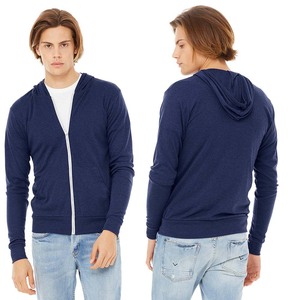 Men's Winter Embroidered Zip-Up Fleece <b>Hoodie</b> Sweatshirt-<b>Lightweight</b> Cotton/Bamboo Blend - Product Image 3
