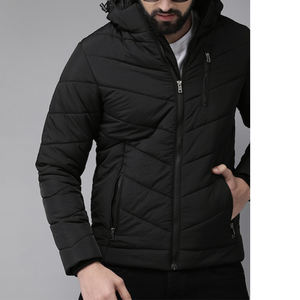 Vente en gros de blouson d'aviateur en satin personnalisé pour hommes blouson d'aviateur en satin de haute qualité blouson de ski parka matelassé noir pour hommes - Product Image 5
