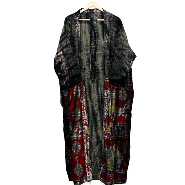 Güzel batik kimono elbise bornoz Kimono saf pamuklu kravat boya Kimono elbise plaj Cover Up batik kimono gelin