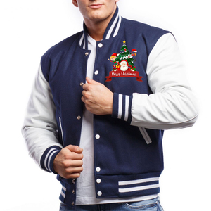 Veste universitaire de Noël personnalisée pour hommes en toile légère avec corps en laine et manches complètes, vêtements de sport élégants - Product Image 1
