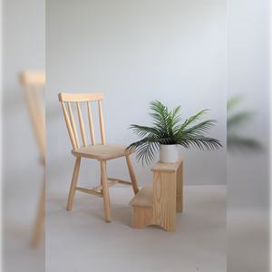 WELL HOME Sgabello in Legno Grezzo 40x30x40 cm Finitura Naturale - Sgabelli e Pouf - Product Image 5