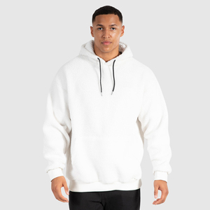 Unisex Solid Windproof <b>Sherpa</b> Pullover Sweatshirt Embroidered Custom Designed Winter Warm Fluffy Oversized Polyester/Cotton Hood - Product Image 1