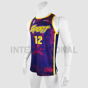 Camisetas de baloncesto de malla de poliéster Retro personalizadas, transpirables y de talla grande, sublimación para ropa deportiva de verano - Product Image 3