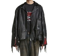 Chaqueta de Cuero para Mujer, Diseño Moderno, Estilo Motociclista, Tallas Grandes, Tejida, con Flecos y Mangas con Cordones, Hecha a Mano con Cuero Vacuno
