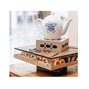 Metal And <b>Wood</b> Dallah Heater Superior Quality Kitchen Dallah Heater Square Shape Customized Size <b>Tea</b> Pot Heater - Product Image 3
