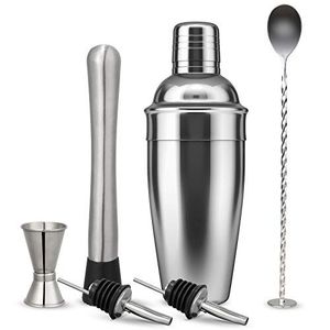Ensemble d'outils de bar en métal élégant, idéal pour mélanger, secouer et remuer les boissons avec précision et confort - Product Image 1