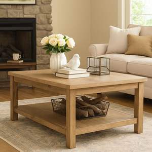 Grande table basse en bois, mobilier de salon spacieux, surface large, base robuste pour les espaces de réunion en famille - Product Image 3