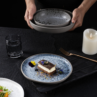 Assiettes en porcelaine artisanale bleu brume, fabriquées au four, compatibles lave-vaisselle, en céramique fine, pour restaurants, bistrots, cafés et pâtisseries
