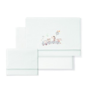 Juego de Ropa de Cama de 3 Piezas Modelo Jirafa para Cuna, Sábana de Bebé 100% Algodón con Técnica de Tejido y Diseño de Dibujos Animados - Product Image 1