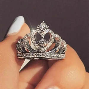 AAA+ Quality Women <b>Crown</b> Jewelry 925 Silver <b>Ring</b> Cubic Sapphire Wedding <b>Ring</b> Size 7 Cus-Jew12 - Product Image 1