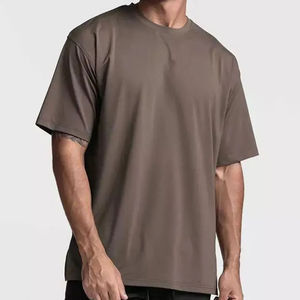 T-shirt ample 100% coton de haute qualité pour hommes, respirant et écologique, en toile, avec impression de couleur unie personnalisée - Product Image 1